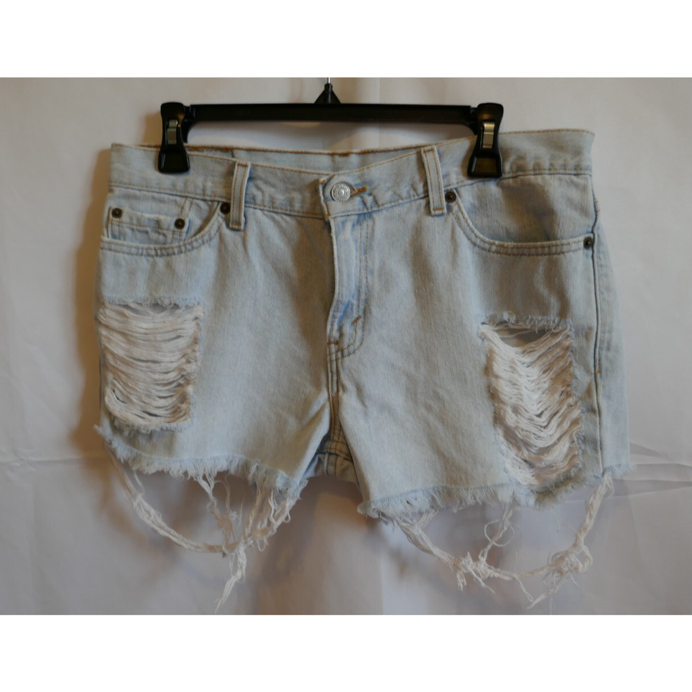 Levi Strauss & Co 518 Denim Cutoff Distressed Shorts Raw Hem Light Wash Size Med